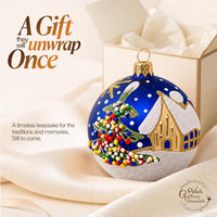 Set of 6 Navy Blue Hanging Glass Globes Christmas Ornament Glass Art 3 in - image 7