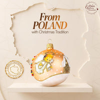Polish Hand Blown Glass Christmas Ornaments Ball Angel House Gold Matte - image 8