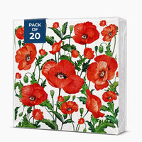 Floral Napkins Paper Disposable Decorative Decoupage Flanders Poppy 13 in