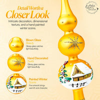 Finial Glass Christmas Vintage Tree Topper, Gold Snowflake 12 in - image 4