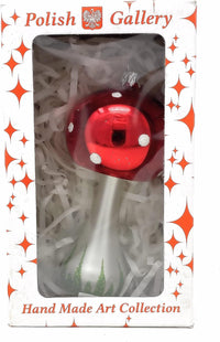 Red Mushroom Glass Christmas Ornaments Balls Hand Blown 5 in - image 2