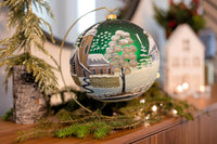 Hand Blown Glass Christmas Ornaments Ball, Chapel Green 8 in + Stand - image 2