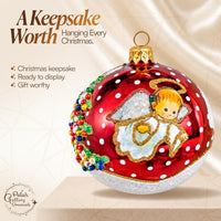 Hand Blown Glass Christmas Ornaments Ball, Angel & House Burgundy 3 in - image 9