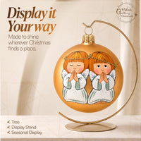 Polish Hand Blown Glass Christmas Ornaments Ball, Praying Angel Gold 3 in - image 5