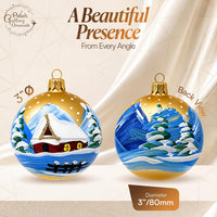 Set of 6 Gold Matte Glass Orbs Decorative Balls Christmas Ornament 3 in - image 2