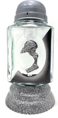 Rainbow Glass Cemetery Memorial Candle with 3D Portrait of Praying Jesus | Grave Light Rem