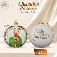 Hand Blown Glass Christmas Ornaments Ball, Pope John Paul II White 5 in - image 2
