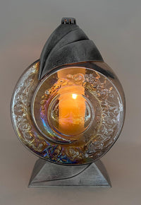 Rainbow Glass Cemetery Memorial Candle with 3D Portrait of Praying Jesus | Grave Light Rem - image 4