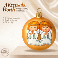 Polish Hand Blown Glass Christmas Ornaments Ball, Praying Angel Gold 3 in - image 8