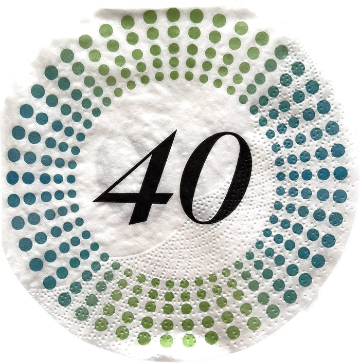 40th Birthday Paper Dinner Napkins Decorative Pretty Cocktail Napkins Round