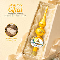 Finial Glass Christmas Vintage Tree Topper, Gold Snowflake 12 in - image 7