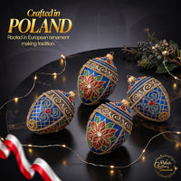 Faberge Egg Hand Blown Glass Christmas Ornaments Balls Sapphire 5 in - image 3