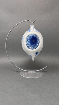 Christmas Ornament, Blown Glass 5-inch Long (Set of 4, White and Blue) - image 5