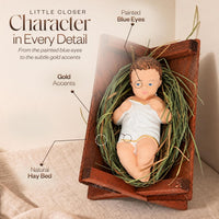 Baby Jesus Figurines Manger Nativity Scene Set Indoor, Natural Hay 4 in - image 3