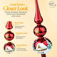 Finial Glass Christmas Vintage Tree Topper, Burgundy Snowflake 12 in - image 4