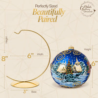 Hand Blown Glass Ball Christmas Ornament, 6 in, Blast Navy - image 2