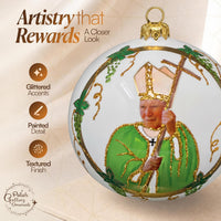 Hand Blown Glass Christmas Ornaments Ball, Pope John Paul II White 5 in - image 3