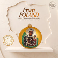 Polish Hand Blown Glass Christmas Ornaments Ball, Black Madonna Gold 5 in - image 4