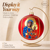 Polish Hand Blown Glass Christmas Ornaments Ball, Black Madonna Red 5 in - image 4