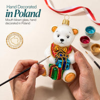 Polar Glass Christmas Ornaments Balls Hand Blown Bear with Gifts 3.5 in - image 6