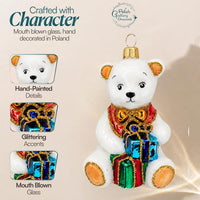 Polar Glass Christmas Ornaments Balls Hand Blown Bear with Gifts 3.5 in - image 4