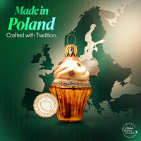 Mini Glass Christmas Ornaments Ball Hand Blown, Cream Cupcake 2 in - image 2