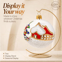 Set of 6 Opal White Glass Balls Decorative Christmas Ornament 3 in - image 5
