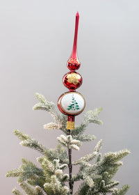 Finial Glass Christmas Vintage Tree Topper, Burgundy Wave 12 in - image 6