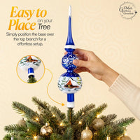 15 Inch Blue Gloss Spitz Glass Christmas Tree Topper Mouth Blown by Polish Artisans and Ha - image 5