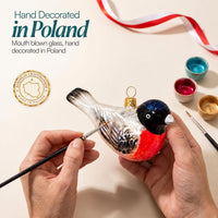 Bullfinch Glass Christmas Ornaments Balls Hand Blown Clip On Bird 4 in - image 6