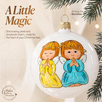 Hand Blown Glass Christmas Ornaments Ball, Praying Angel White 3 in - image 5