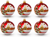 Set of 6 Red Matte Glass Decorative Balls Christmas Ornament Glass Art 3 in