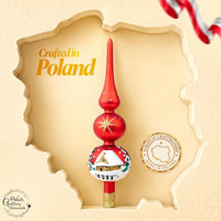 Finial Glass Christmas Vintage Tree Topper, Red Snowflake 12 in - image 2