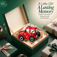 Mini Glass Christmas Ornaments Ball Hand Blown, Red Car 2 in - image 3