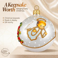 Hand Blown Glass Christmas Ornaments Ball, Angel & House White Silver 3 in - image 8