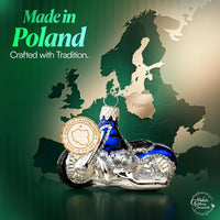 Mini Glass Christmas Ornaments Ball Hand Blown, Blue Motorcycle 2 in - image 5