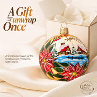 Polish Hand Blown Glass Christmas Ornaments Ball, Wintry Xmas Gold 5 in - image 2