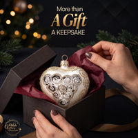 Hand Blown Glass Christmas Heart Ornaments, Royal Silver 4 in - image 7