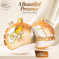 Polish Hand Blown Glass Christmas Ornaments Ball Angel House Gold Matte - image 5