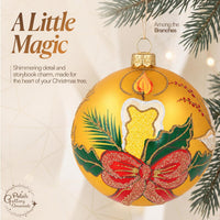Vintage Look Christmas Ornament Medium Blown Glass Ball Merry Christmas Candle 5 inch/120m - image 8