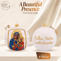 Hand Blown Glass Christmas Ornaments Ball, Black Madonna White 5 in - image 2