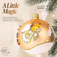 Polish Hand Blown Glass Christmas Ornaments Ball Angel House Gold Matte - image 6