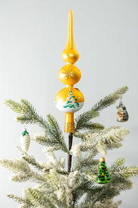 Finial Glass Christmas Vintage Tree Topper, Gold Snowflake 15 in - image 6
