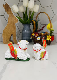 AM Decor Polish Traditional Small Easter Lamb Figurine with Flag and Palm (Baranek Wielkan - image 5