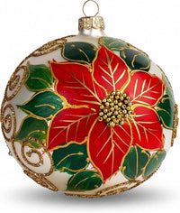 Polish Hand Blown Glass Christmas Ornaments Ball, Wintry Silver 5 in