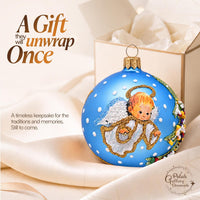 Hand Blown Glass Christmas Ornaments Ball, Baby's 1st Christmas Blue 3 in - image 7