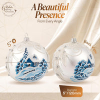 Polish Hand Blown Glass Christmas Ornaments Ball, Frozen Winter Silver 5 in - image 2