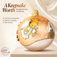 Polish Hand Blown Glass Christmas Ornaments Ball Angel House Gold Matte - image 2