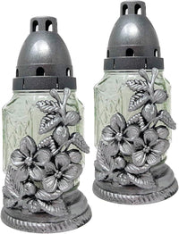 AM Décor Cemetery Memorial Candle | Gravesite Remembrance Decoration| Glass Lantern Europe