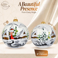 Polish Hand Blown Glass Christmas Ornaments Ball, First Snow White 5 in - image 2